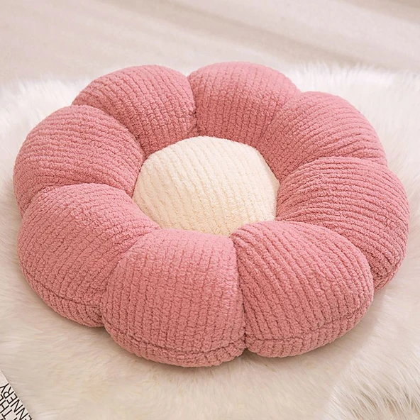 Çiçek Şeklinde Peluş Minder - Pembe - 40cm