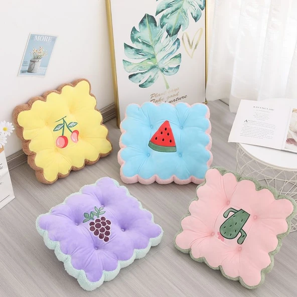 Çizgi Film Meyve Peluş Minder - Ananas Kare 42cm