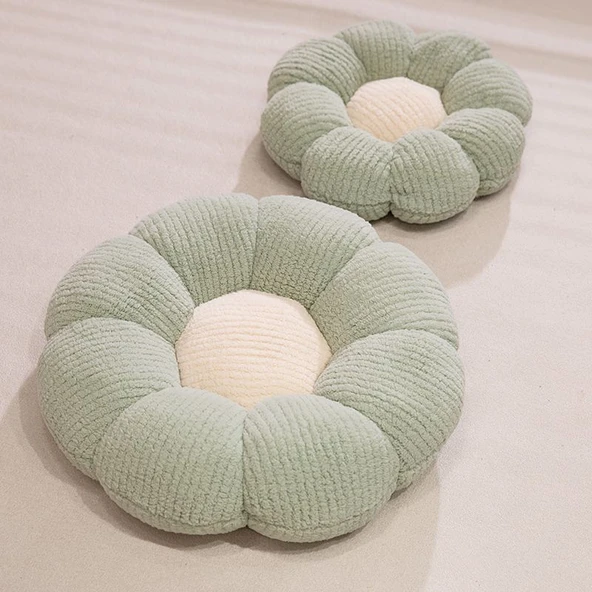 Çiçek Şeklinde Peluş Minder - Yeşil - 50cm - 9