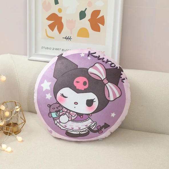 Çizgi Film Yuvarlak Baskılı Peluş Yastık - Cinnamoroll - 35cm - 4