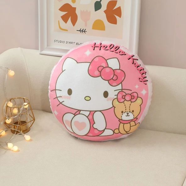 Çizgi Film Yuvarlak Baskılı Peluş Yastık - Cinnamoroll - 35cm - 8