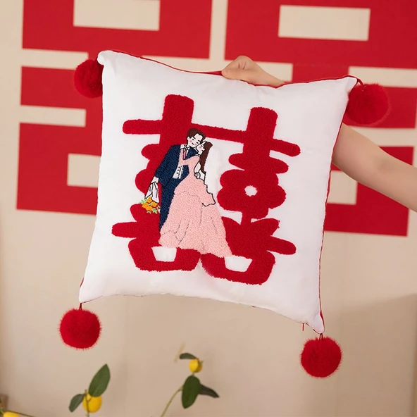 Çift Mutluluk Yastığı 50cm - Beyaz - Tatlı - 12