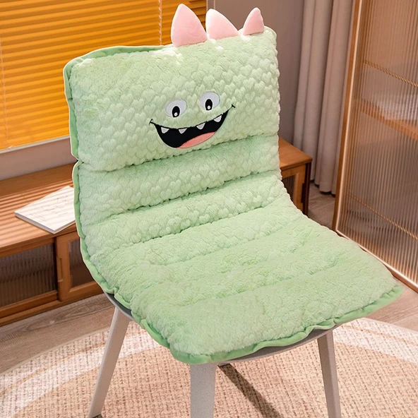 Peluş Bağlantılı Koltuk Minderi - Yeşil 80x45cm