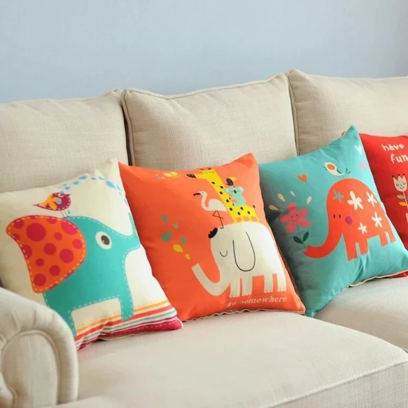 Çıkarılabilir Yıkanabilir Peluş Yastık - Turuncu 45x45 - 3