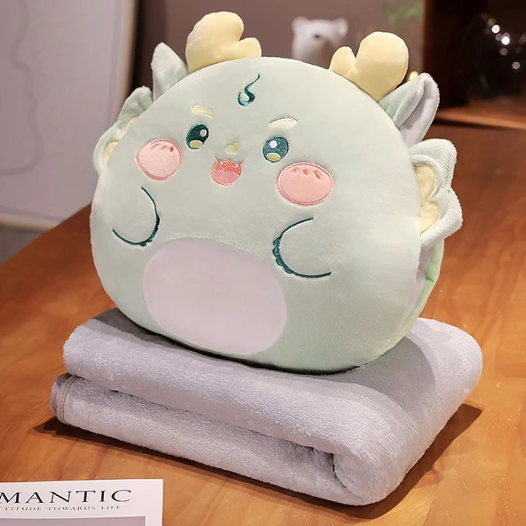 Yeşil Ejderha Peluş Yastık - 35x35cm