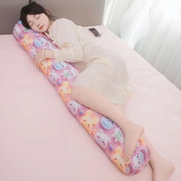 5D Buz İpek Silindir Uzun Yastık - Yeşil Ayı - 110cm - 9