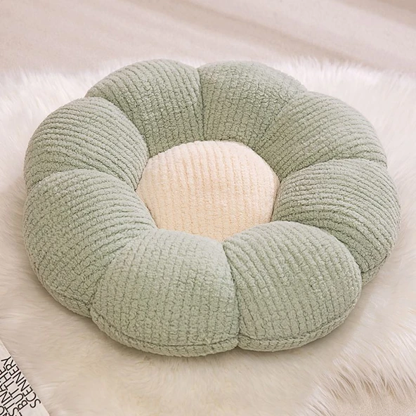 Çiçek Şeklinde Peluş Minder - Yeşil - 50cm - 6