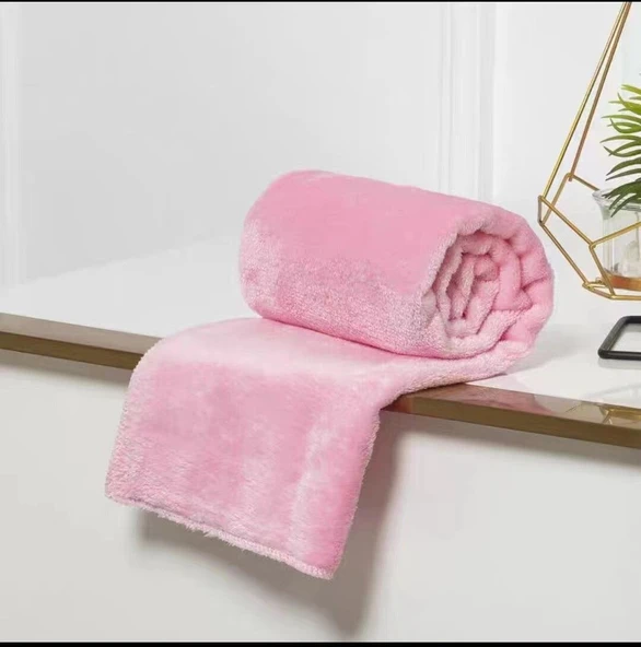 Peluş Battaniye - Pembe - 80x100 cm