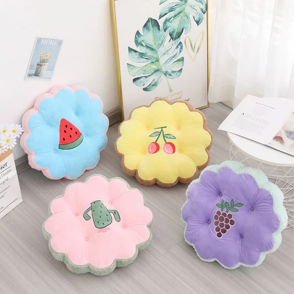 Çizgi Film Meyve Peluş Minder - Elma Kare 42cm - 5