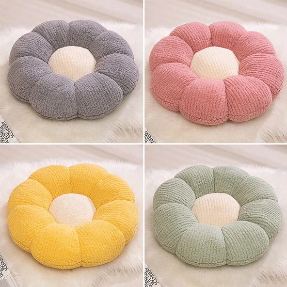 Çiçek Şeklinde Peluş Minder - Pembe - 50cm - 4