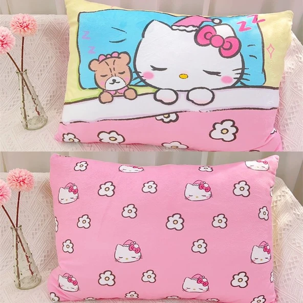 Çizgi Film AB Yüz Baskılı Yastık Kılıfı - KT Kedi 60x40cm