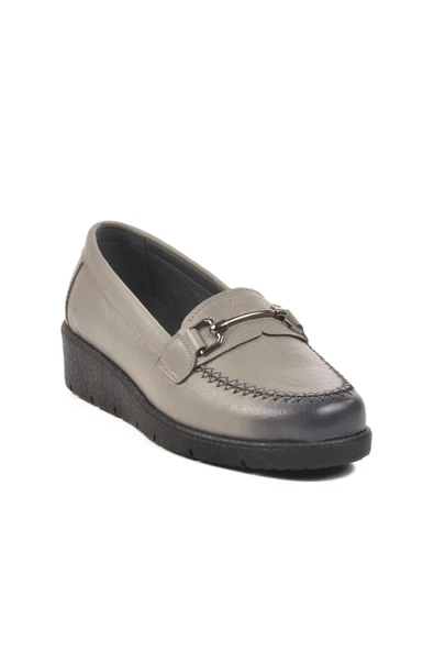 Ayakmod Gri Hakiki Deri Kadın Casual Ayakkabı BB095 Z - 3