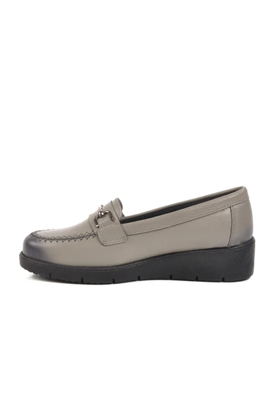 Ayakmod Gri Hakiki Deri Kadın Casual Ayakkabı BB095 Z - 2