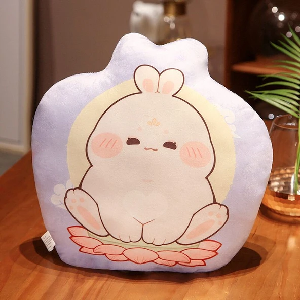 Tatlı Rüya Tavşan Desenli Peluş Yastık - 35x45cm - 2