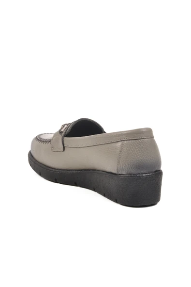 Ayakmod Gri Hakiki Deri Kadın Casual Ayakkabı BB095 Z - 4