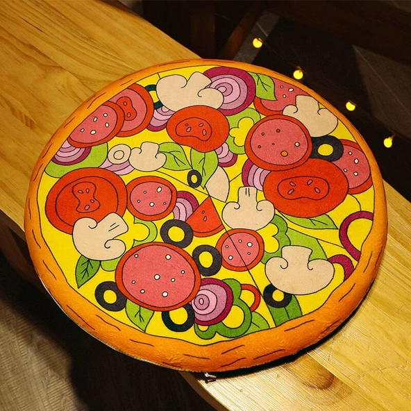 Hafızalı Köpük Oturma Minderi - Alman Sosisli Pizza - 40cm