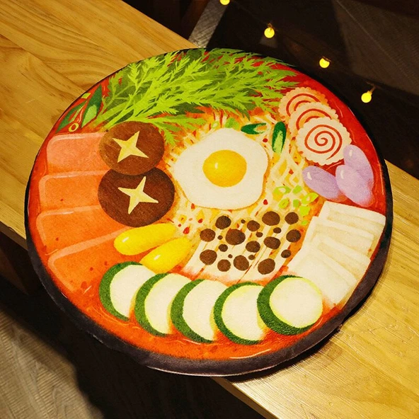Hafızalı Köpük Oturma Minderi - Alman Sosisli Pizza - 40cm - 7