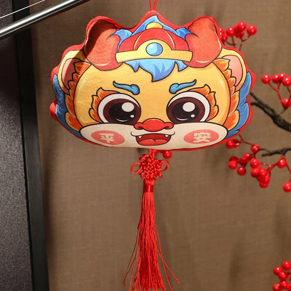Şanslı Ejderha Peluş Yastık - Pingan Kolye 20*15cm