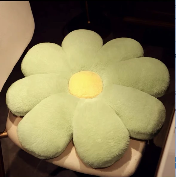 Ayçiçeği Peluş Sandalye Minderi - Açık Yeşil - 60cm