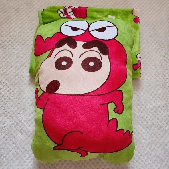 Dinozor Crayon Shin-chan Elastik Polar Baskılı Battaniye Çanta - 45*35cm - 2