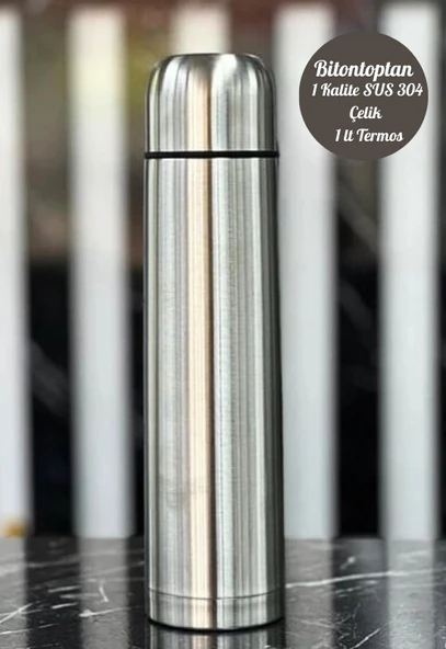 1 Lt Çift Katmanlı SUS 304 Çelik İnox Termos,Süt-Mama-Kamp-Piknik Termosu 12 Saate Kadar Sıcak Soğuk