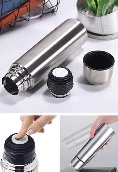 1 Lt Çift Katmanlı SUS 304 Çelik İnox Termos,Süt-Mama-Kamp-Piknik Termosu 12 Saate Kadar Sıcak Soğuk - 6