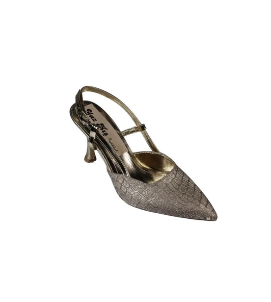 YAZKIŞ Kadı Gümüş Altın Siyah İnce 8cm Topuklu Önü Kapalı Arkası Açık Abiye Düğün Ayakkabısı - 4