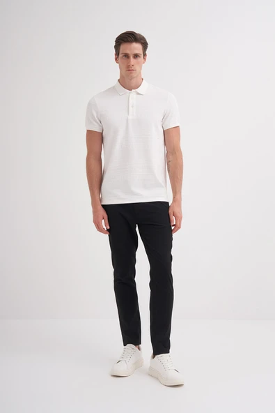 Cazador Polo Yaka Regular Fit Örme Dokulu Tişört 4208 Ekru