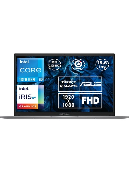 Vivobook 15 I5-1335U 16GB 512GB SSD 15.6" Fhd Freedos Taşınabilir Bilgisayar X1504VA-NJ104 001