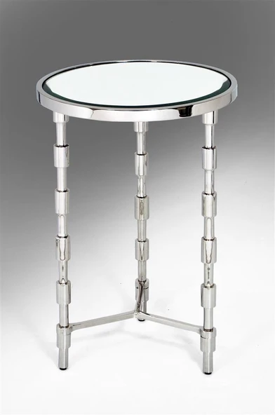 Mikasa Moor Aynali Metal Ayaklı Yuvarlak Sehpa 41x66 cm - Resim 2