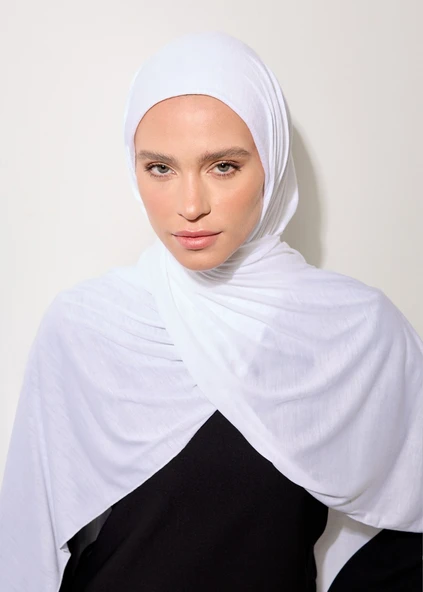 Tesettür Şal - Beyaz - Resim 4