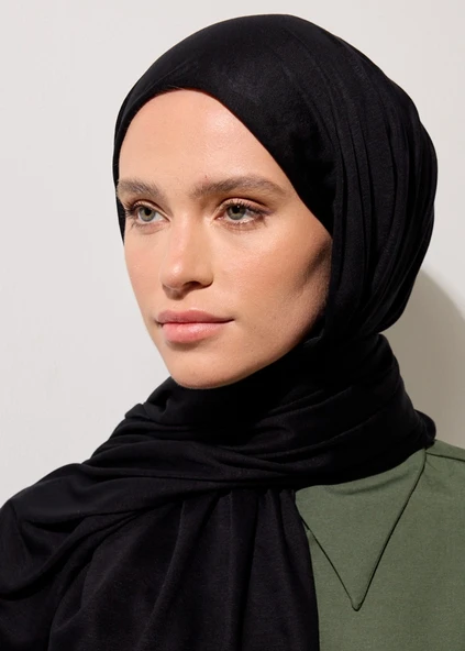 Tesettür Şal - Siyah - Resim 5