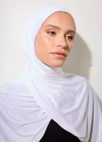 Tesettür Şal - Beyaz - Resim 3