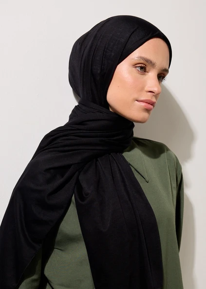 Tesettür Şal - Siyah - Resim 4