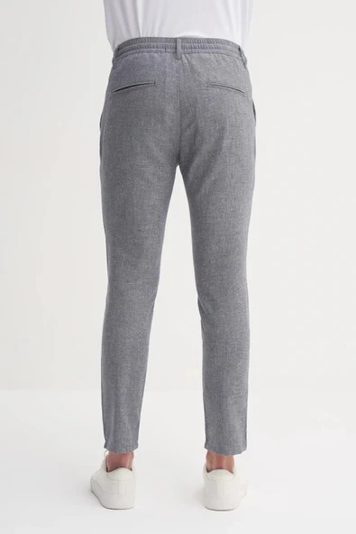 Cazador Jogger Pamuk Keten Pantolon Düz Paça Beli Bağcıklı - 4