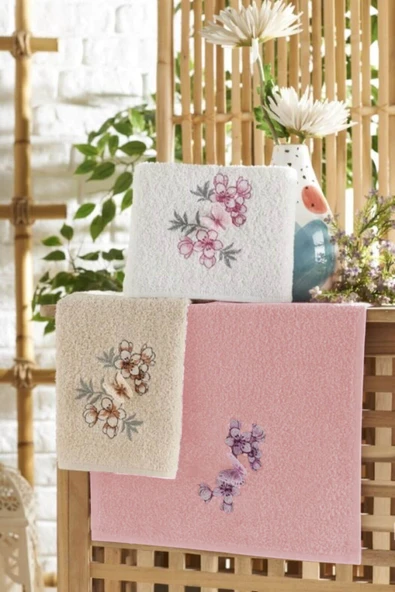 3'lü Lüks %100 Pamuklu Mutfak Havlusu Seti 3D Kelebek Aplikeli 30x50 Cm - 5