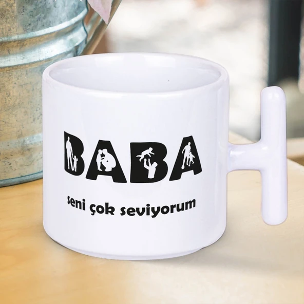 BABA Seni Çok Seviyorum Baskılı Babalar Gününe Özel Hediyelik T Kupa Bardak ürün görseli