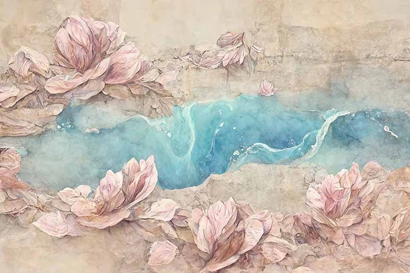 Soft Pembe Gül Desenli Duvar Kağıdı - 7