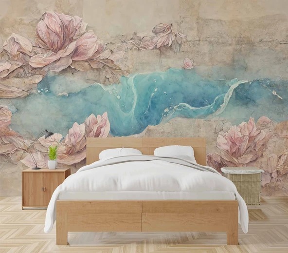 Soft Pembe Gül Desenli Duvar Kağıdı - 2