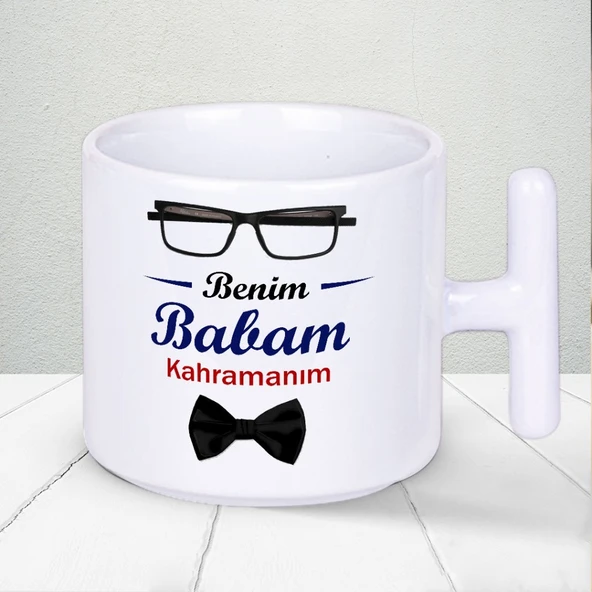 Benim Babam Kahramanım Baskılı Babalar Gününe Özel Hediyelik T Kupa Bardak ürün görseli