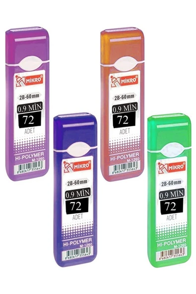 Kalem Ucu 72 li 0.9 mm 2B 4 Paket Çoklu Versatil Kalem Uç Mekanik Uçlu Otomatik Kurşun Mikro Kalem Ucu 60 mm Yumuşak