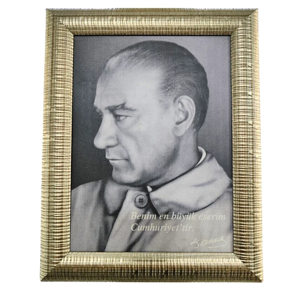 Özel Tasarım Çerçeve | Atatürk "Benim En Büyük Eserim Cumhuriyettir" Tablosu (23.5 X 29.5 Cm) - 4