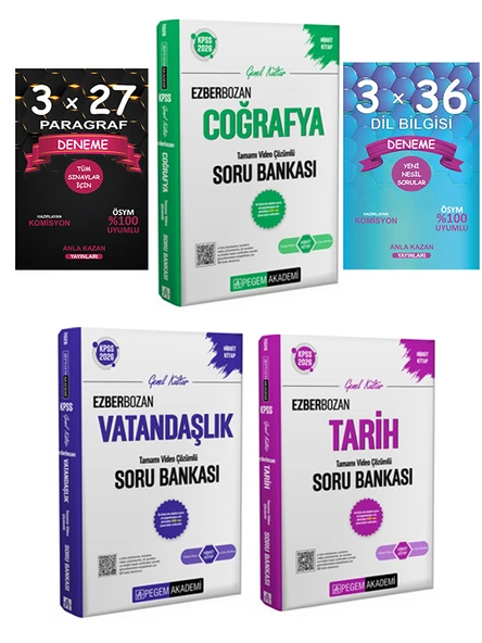 Pegem 2026 KPSS Ezberbozan Tarih Coğrafya Vatandaşlık Soru + Anla Kazan Deneme 5 li Set - Resim 3