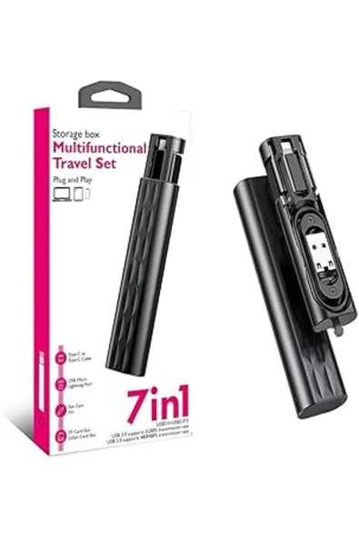 Aksesaurcı 7in1 Çok İşlevli Taşınabilir Type-C Adaptör Seti Type-C Usb Micro Lightning Port