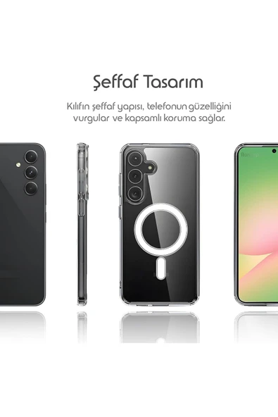 EVAX  (MAGSAFE) Samsung Galaxy A56 Uyumlu MagSafe Wireless Özellikli Şeffaf Kılıf - 2