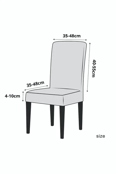 Bemrax Lastikli Sandalye Örtüsü, Likralı, Yıkanabilir Sandalye Kılıfı - 3
