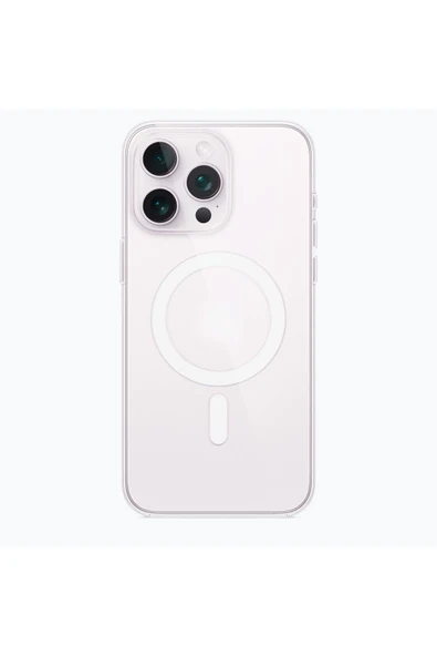 EVAX  (IC) iPhone 15 Pro Max Uyumlu ANİMASYONLU Şeffaf Sert Mika SARARMAZ Magsafe İnce Fit Kılıf