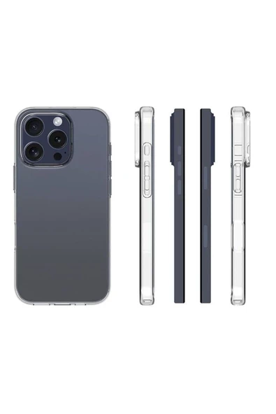 EVAX (2MM ŞEFFAF) Iphone 15 Pro Uyumlu Şeffaf Yumuşak Esnek Silikon Kılıf - 3