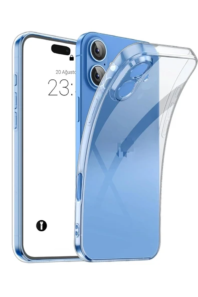 EVAX  (TIPALI ŞEFFAF) Iphone 16 Plus Kamera Koruyuculu Yumuşak Şeffaf Silikon Kılıf