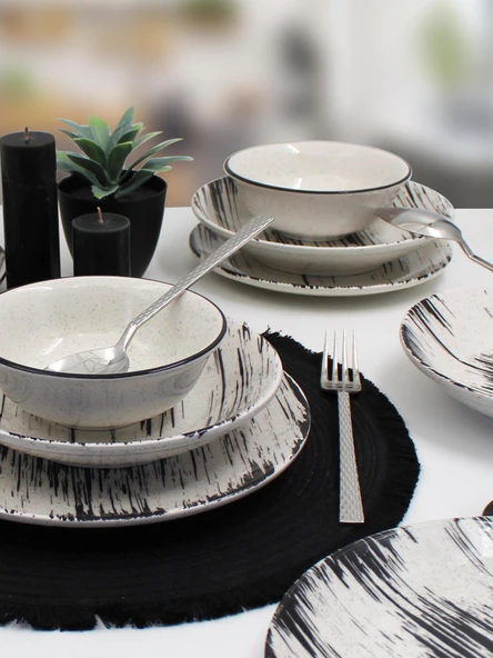 Anka 18 Parça 6 Kişilik Yemek Takımı- Desenli File - 2